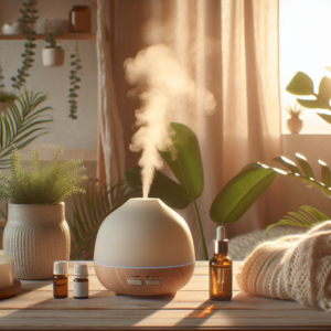Diffusion d'huiles essentielles dans un salon apaisant