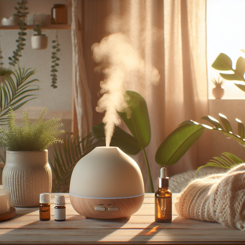 Diffusion d'huiles essentielles dans un salon apaisant
